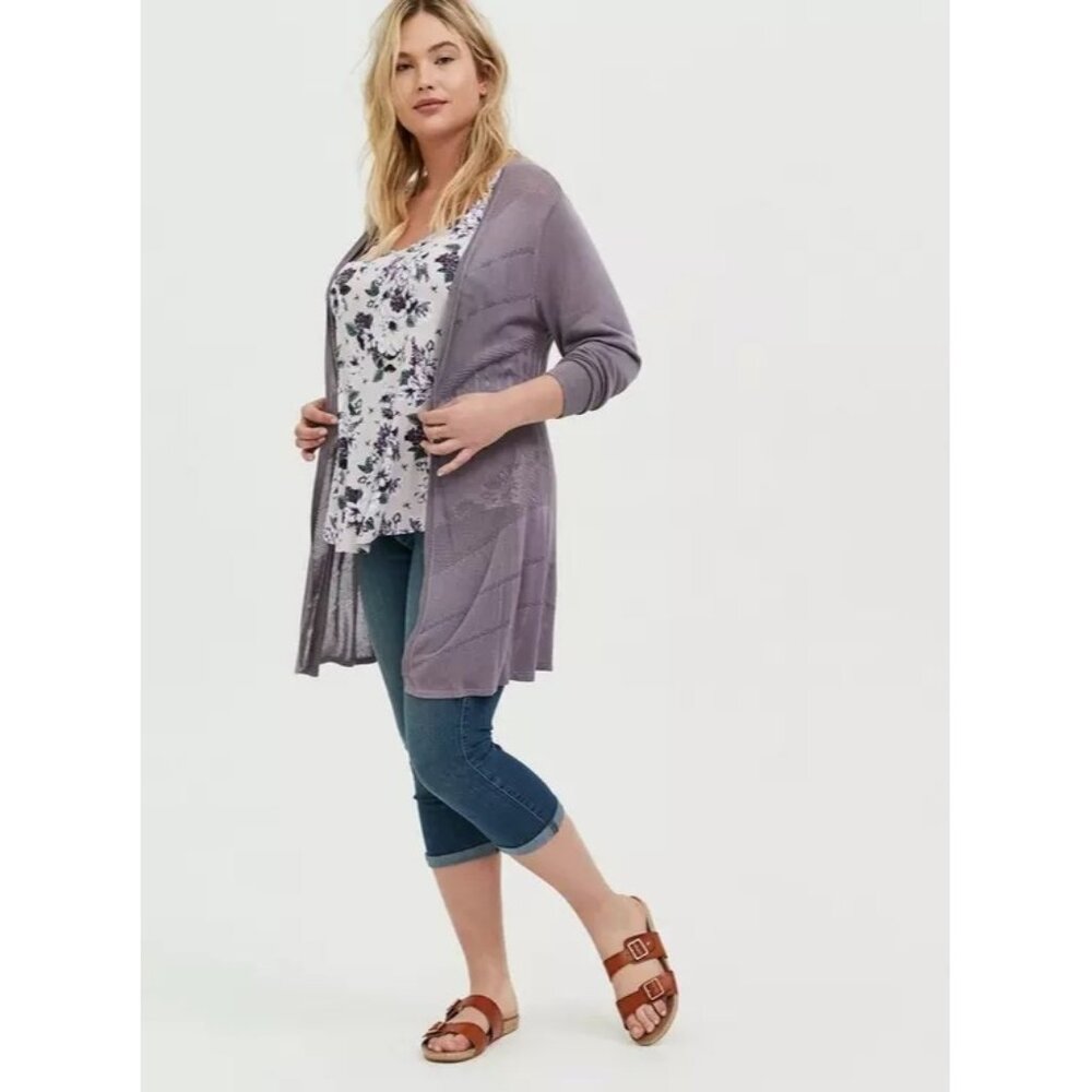 torrid Lavender Open-Front Knit Cardigan